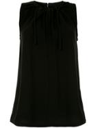 Proenza Schouler Textured Crepe Cinched Tie Top - Black