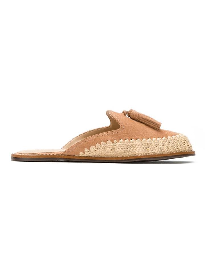 Schutz Tassel Detail Flat Mules - Neutrals