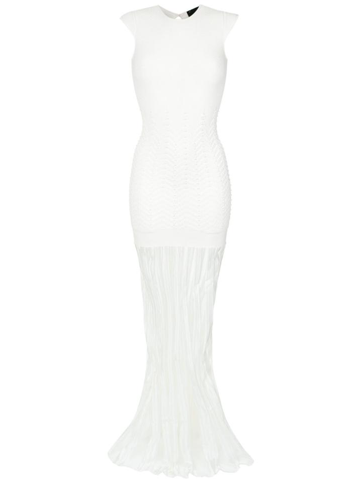 Andrea Bogosian Panelled Knit Long Dress - White
