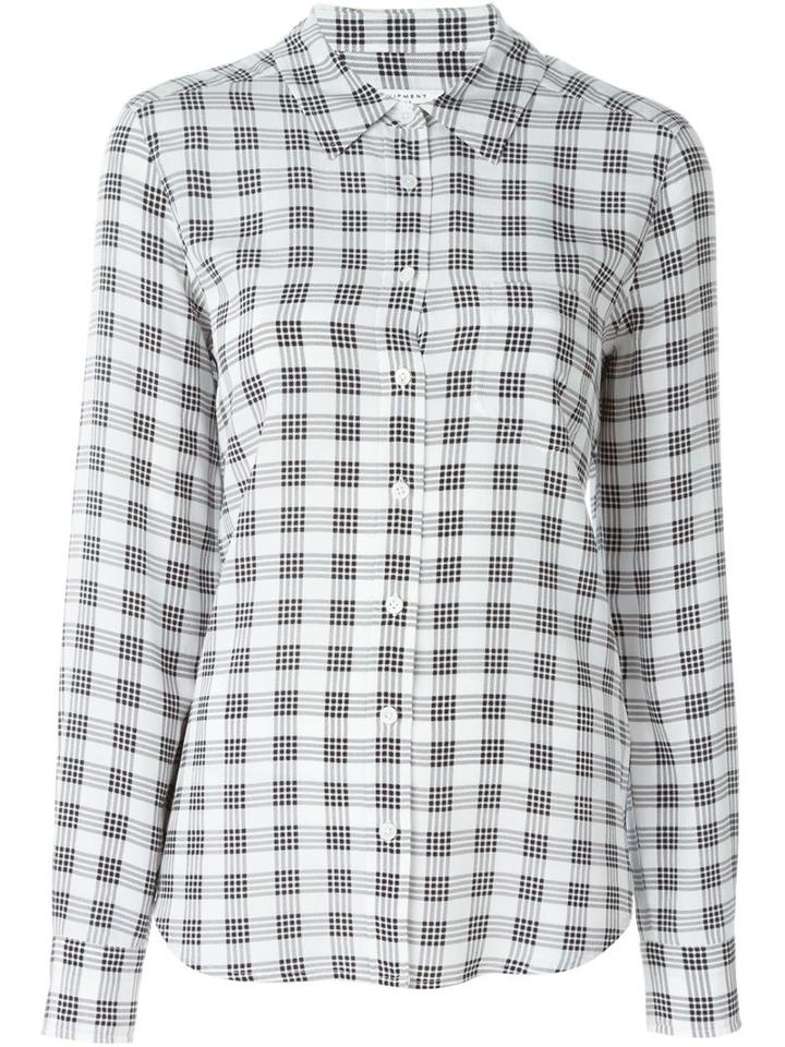 Equipment Checked Shirt, Women's, Size: Medium, Black, Silk