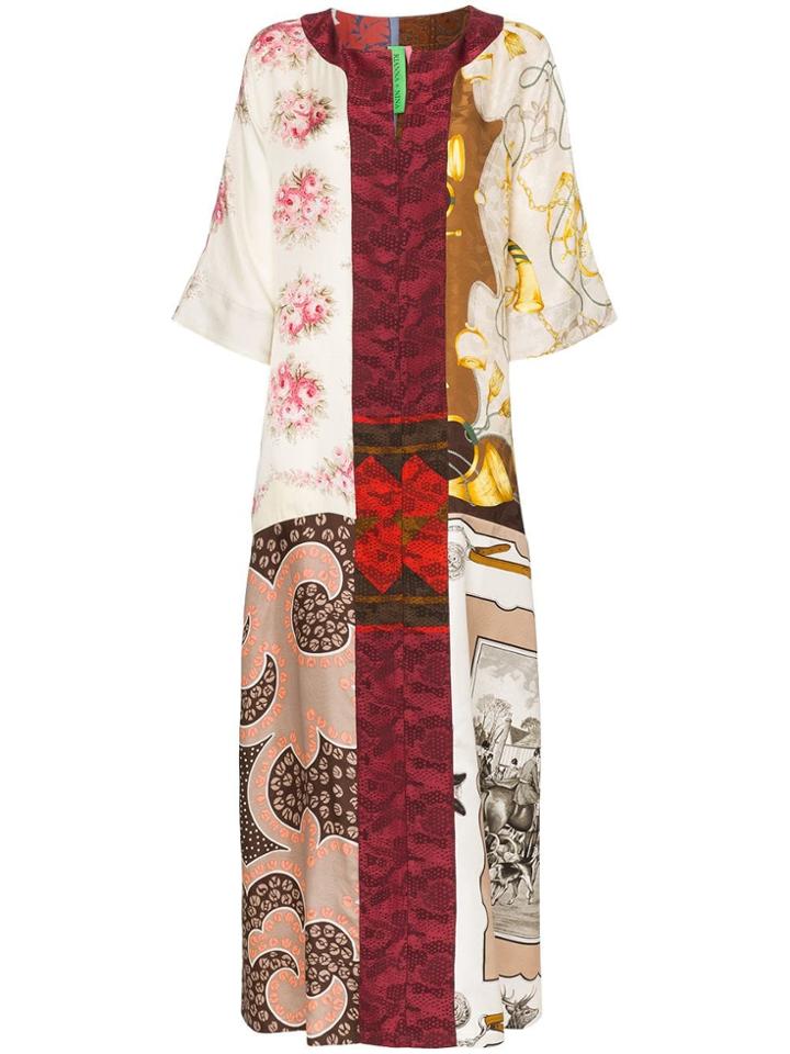 Rianna + Nina Printed Split Neck Kaftan Dress - Multicoloured