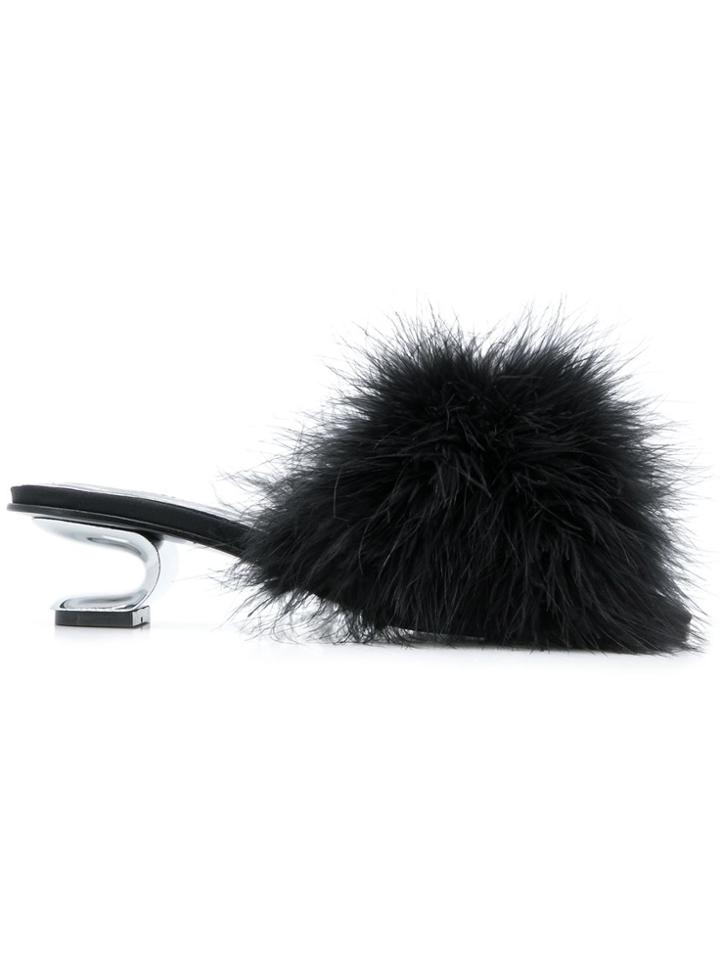 Nicole Saldaña Sarah Furry Mules - Black