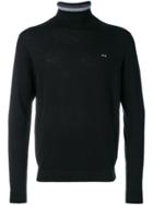 Sun 68 Striped Turtle Neck Jumper - Black