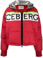 Iceberg Logo Print Puffer Jacket - Red