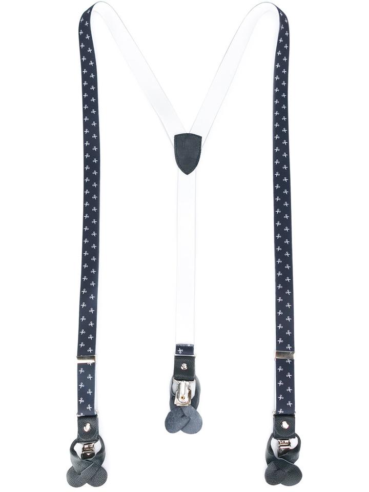 Fefè - Scissor Pattern Braces - Unisex - Cotton - One Size, Blue, Cotton