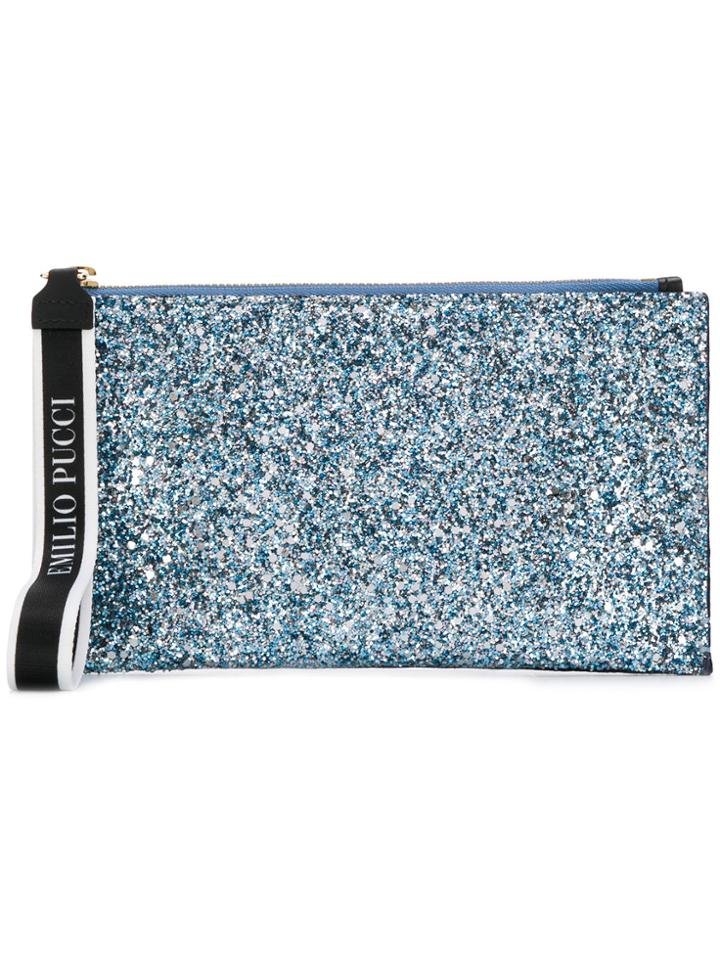 Emilio Pucci Two-tone Zip Clutch - Blue