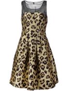 Carolina Herrera Cheetah Cocktail Dress, Women's, Size: 2, Grey, Polyester/metallized Polyester/cotton/silk