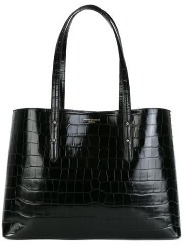 Aspinal Of London Embossed Crocodile Effect Tote, Women's, Black, Leather