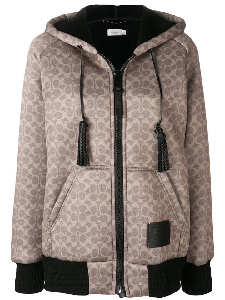 Coach Zipped Hooded Sweatshirt - Brown