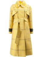 Fendi Jacquard Houndstooth Trench Coat - Yellow & Orange