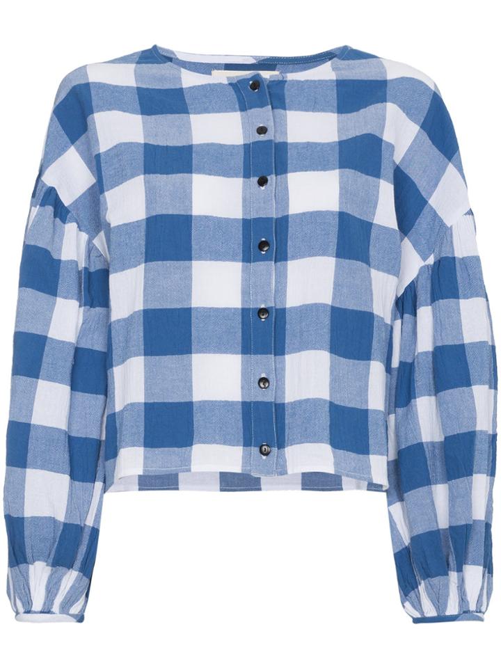 Mara Hoffman Blue Gingham Alana Blouse