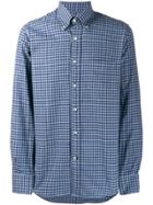 Canali Button-down Check Print Shirt - Blue