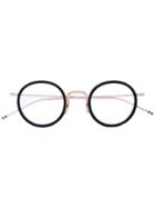 Thom Browne Eyewear Black & Gold Optical Glasses With Clear Lens