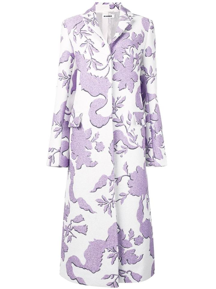 Jil Sander Patterned Single-breasted Coat - White