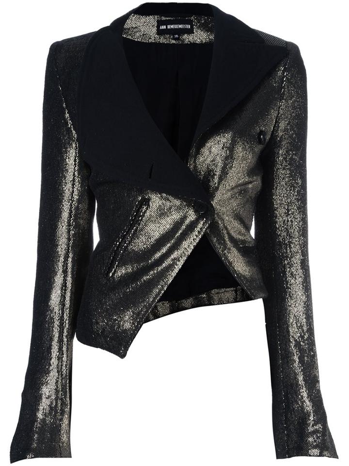 Ann Demeulemeester Asymmetric Cropped Jacket, Women's, Size: 40, Grey, Cotton/linen/flax/nylon/virgin Wool