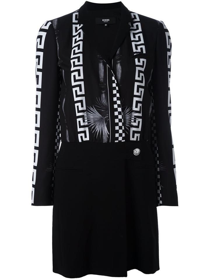 Versus Multi Print Wrap Dress, Women's, Size: 38, Black, Polyester/polyamide/spandex/elastane/viscose