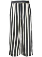 Msgm Striped Cropped Trousers - White
