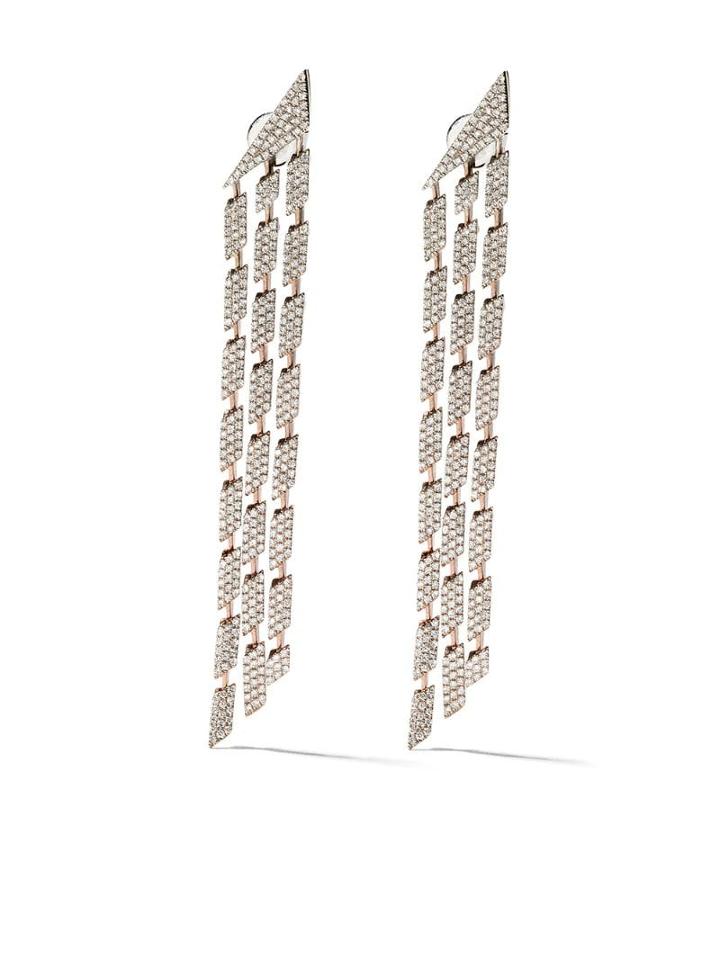 As29 18kt Rose Gold Cascade Triple Diamond Earrings - Silver