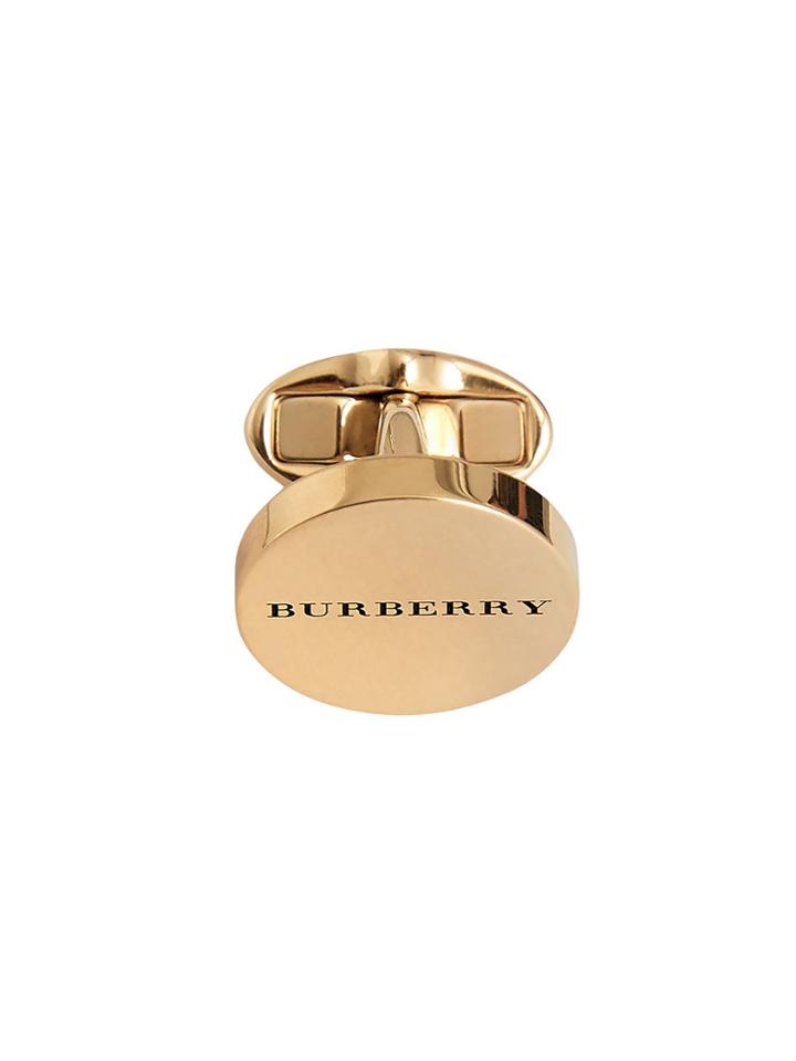 Burberry Engraved Bronze Oval Cufflinks - Metallic