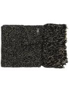 Saint Laurent Fringed Knitted Scarf - Black