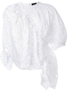 Simone Rocha Ruffled Eyelet Blouse, Women's, Size: 4, White, Cotton/polyester