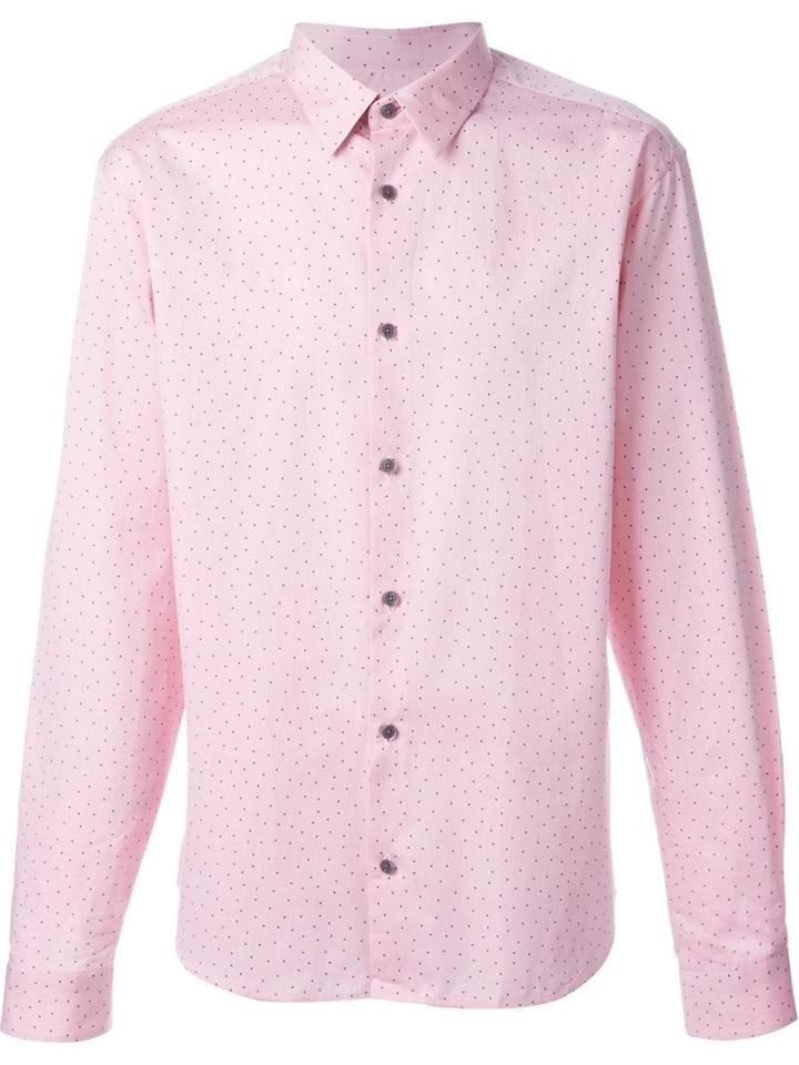Ermenegildo Zegna Micro Stars Print Shirt, Men's, Size: 41, Pink/purple, Cotton