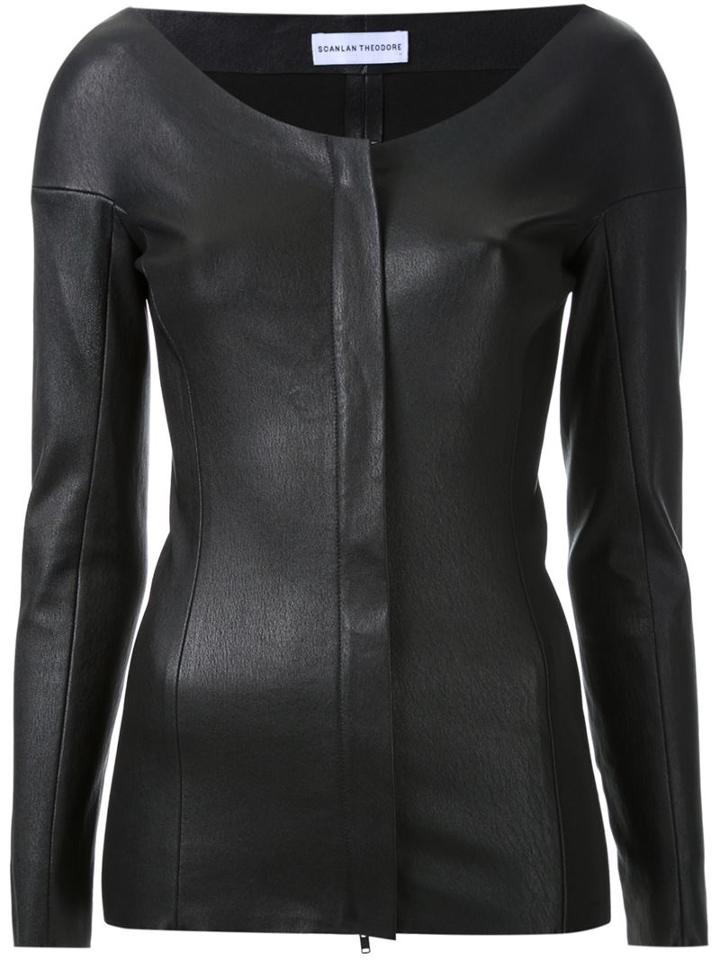 Scanlan Theodore Leather Cold Shoulder Jacket