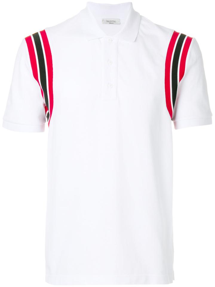 Valentino Striped Shoulder Polo Shirt - White