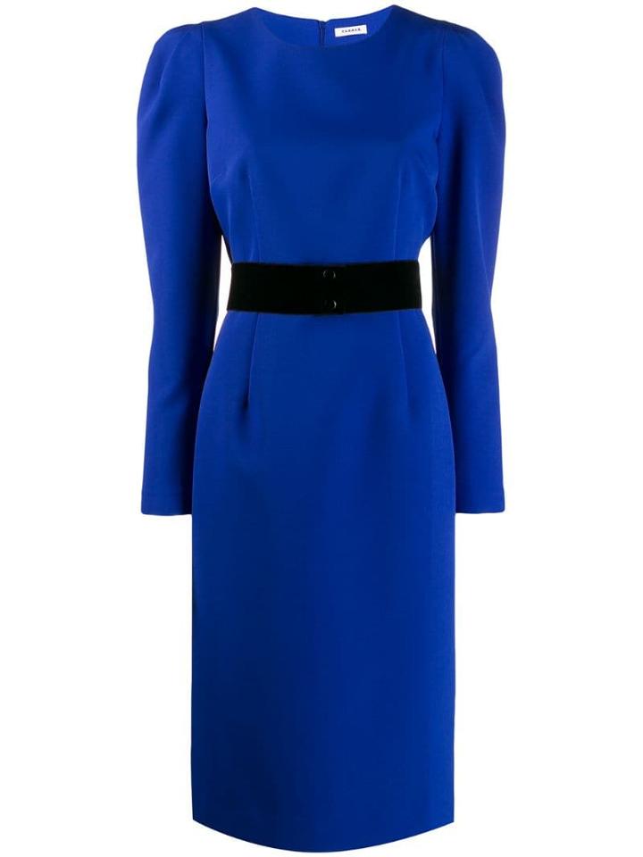 P.a.r.o.s.h. Rounded Shoulder Midi Dress - Blue