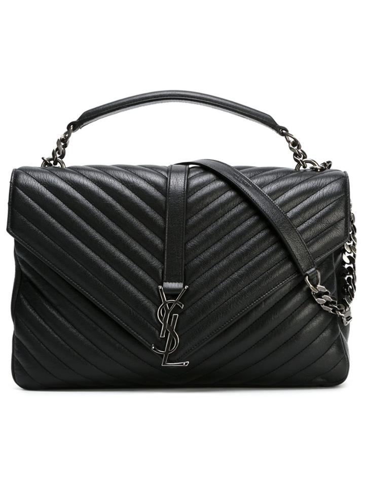 Saint Laurent Large Collège Monogram Satchel - Black