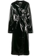Attico Wrap Coat, Women's, Size: 2, Black, Polyester/polyurethane