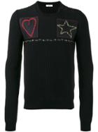 Valentino Patched Fisherman Knit Sweater - Blue