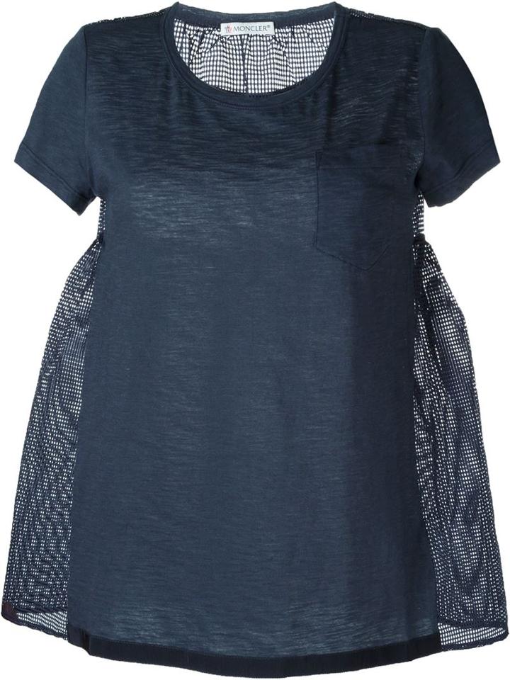 Moncler Perforated Back T-shirt, Women's, Size: L, Blue, Cotton/polyester