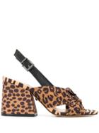 Schutz Leopard Print Sandals - Brown
