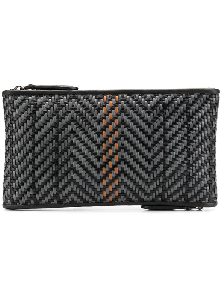 Ermenegildo Zegna Xxx Woven Double Zip Wallet - Black