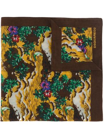 Dsquared2 Hawaii Print Scarf - Brown