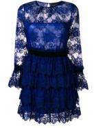 Christian Pellizzari Lace Ruffled Short Dress - Blue