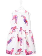 Msgm Kids - Animal Print Dress - Kids - Polyester - 6 Yrs, White