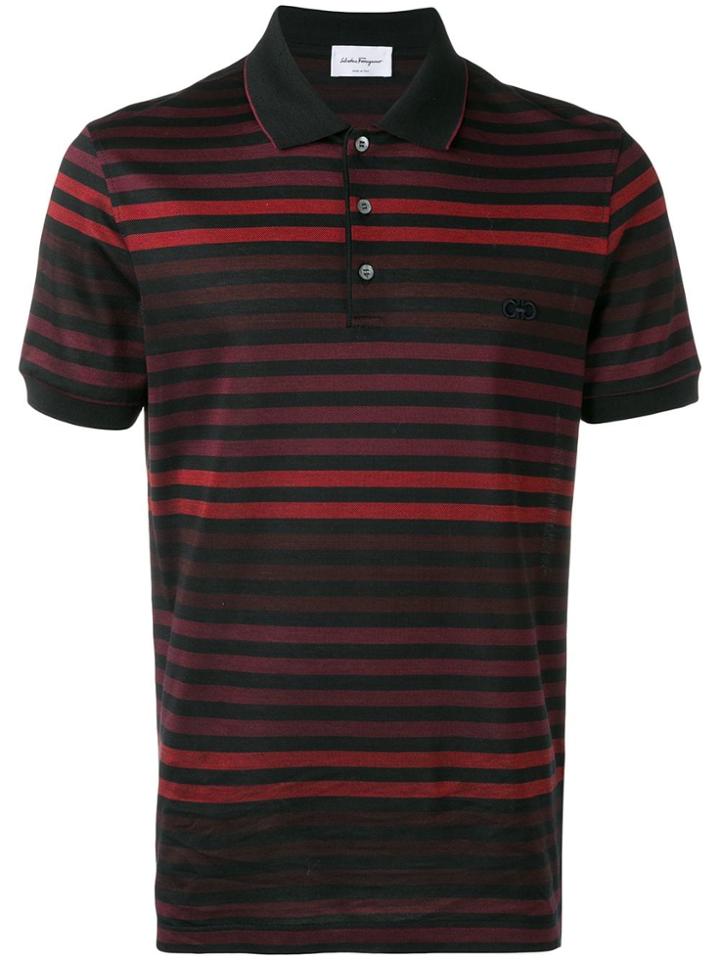 Salvatore Ferragamo Gancio Embroidered Polo Shirt - Black
