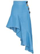 Rejina Pyo Asymmetric Midi Linen Skirt - Blue