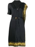 Versace Greek Key Trimmed Shirt Dress - Black