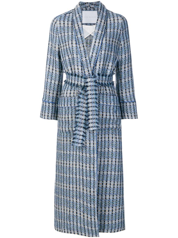 Giada Benincasa Woven Belted Coat - Blue