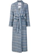 Giada Benincasa Woven Belted Coat - Blue