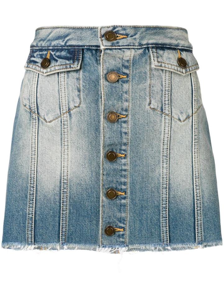 Saint Laurent Buttoned Denim Mini Skirt - Blue