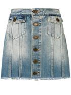 Saint Laurent Buttoned Denim Mini Skirt - Blue
