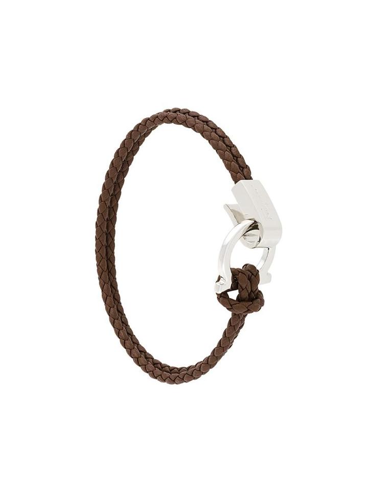 Salvatore Ferragamo Braided Gancio Clasp Bracelet, Men's, Brown