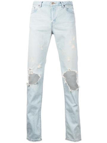 Wvm Ripped Slim-fit Jeans, Men's, Size: 30, Blue, Cotton/polyurethane/buffalo Leather