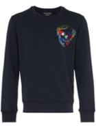 Alexander Mcqueen Embroidered Skull Cotton Sweatshirt - Blue