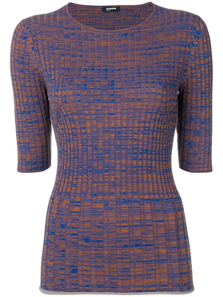 Jil Sander Navy Ribbed Knitted Top - Blue
