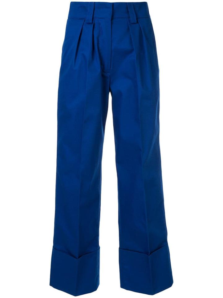 Msgm Pleated Cuffed Trousers - Blue